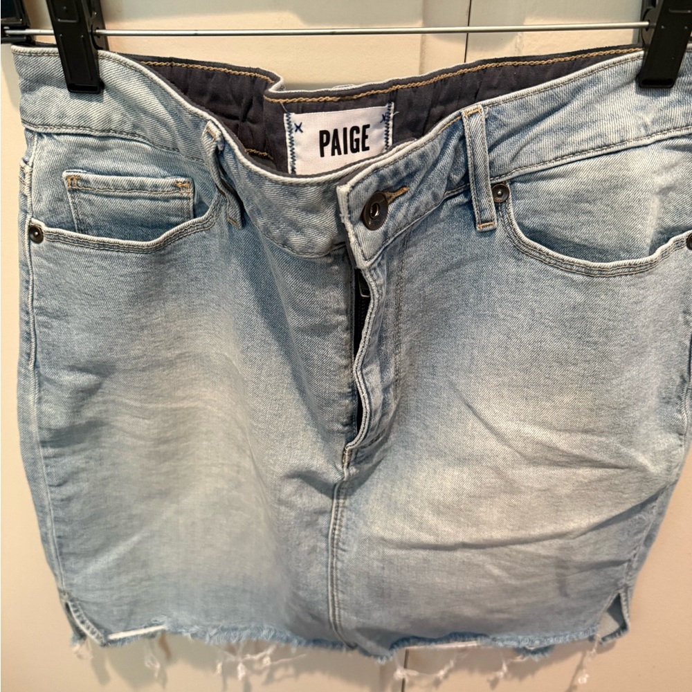 PAIGE Light Wash Denim Skirt